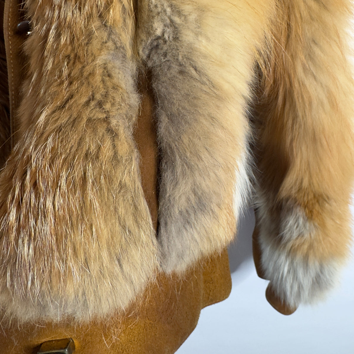 70s Red Fox Fur Bomber Jacket