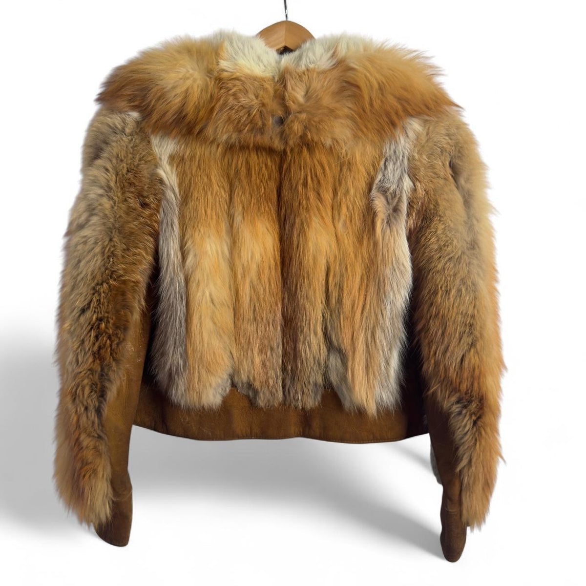 70s Red Fox Fur Bomber Jacket