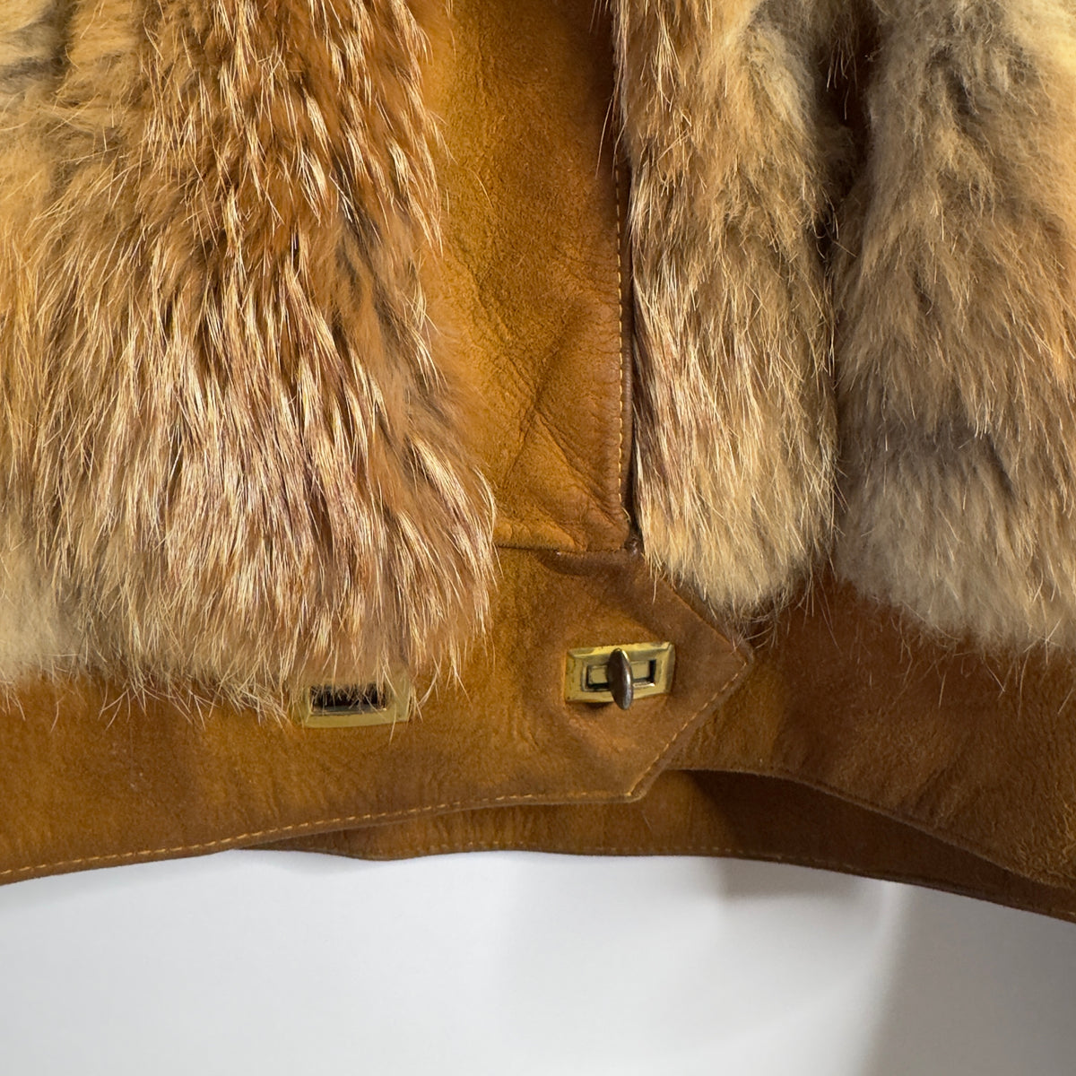 70s Red Fox Fur Bomber Jacket