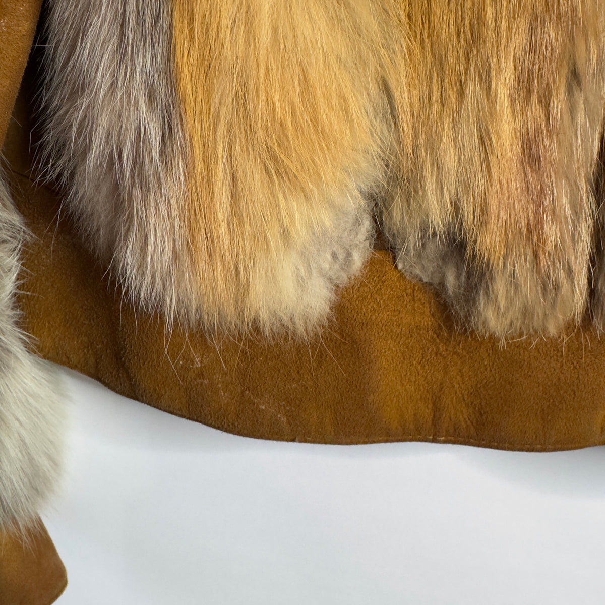 70s Red Fox Fur Bomber Jacket