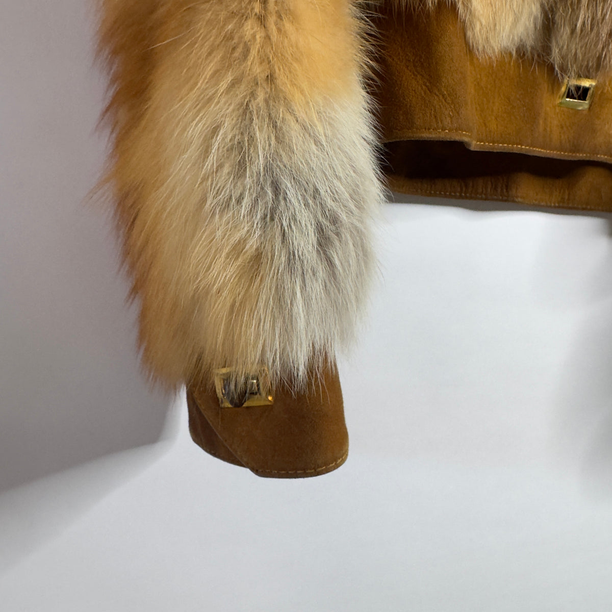 70s Red Fox Fur Bomber Jacket