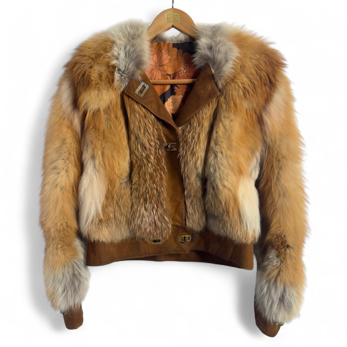 70s Red Fox Fur Bomber Jacket