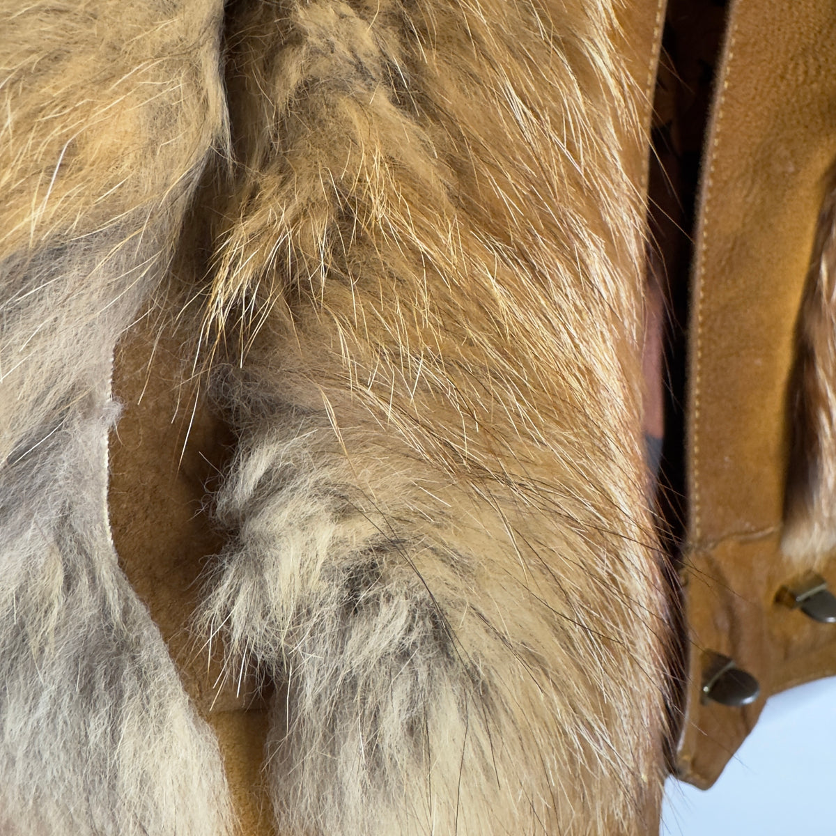 70s Red Fox Fur Bomber Jacket