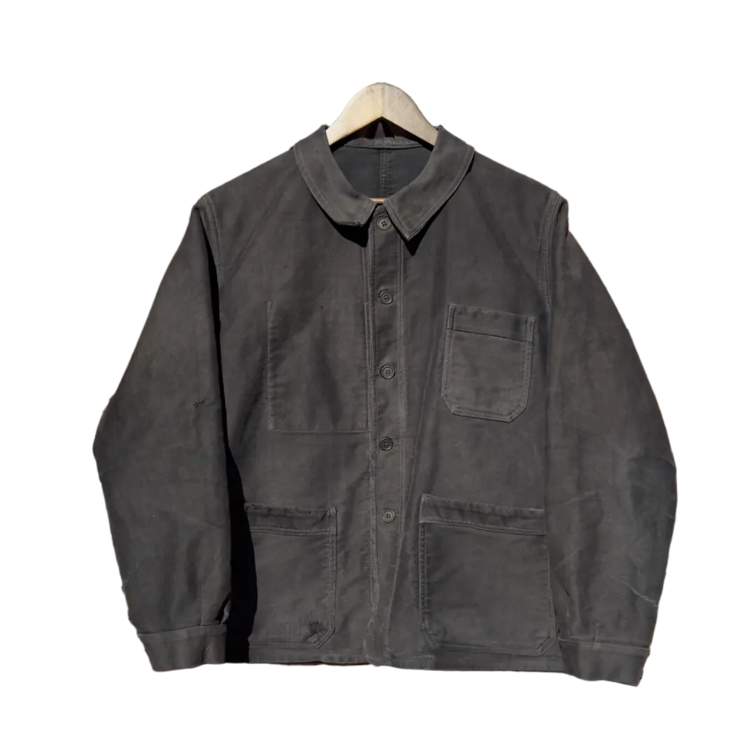 1950s ESKA French Moleskine Black Work Jacket